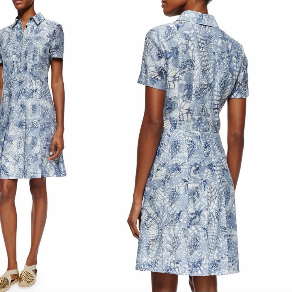 Tory Burch Short-Sleeve Textured Jacquard Shirtdress - Sz 12 (Fits like 8-10) - Picture 15 of 15